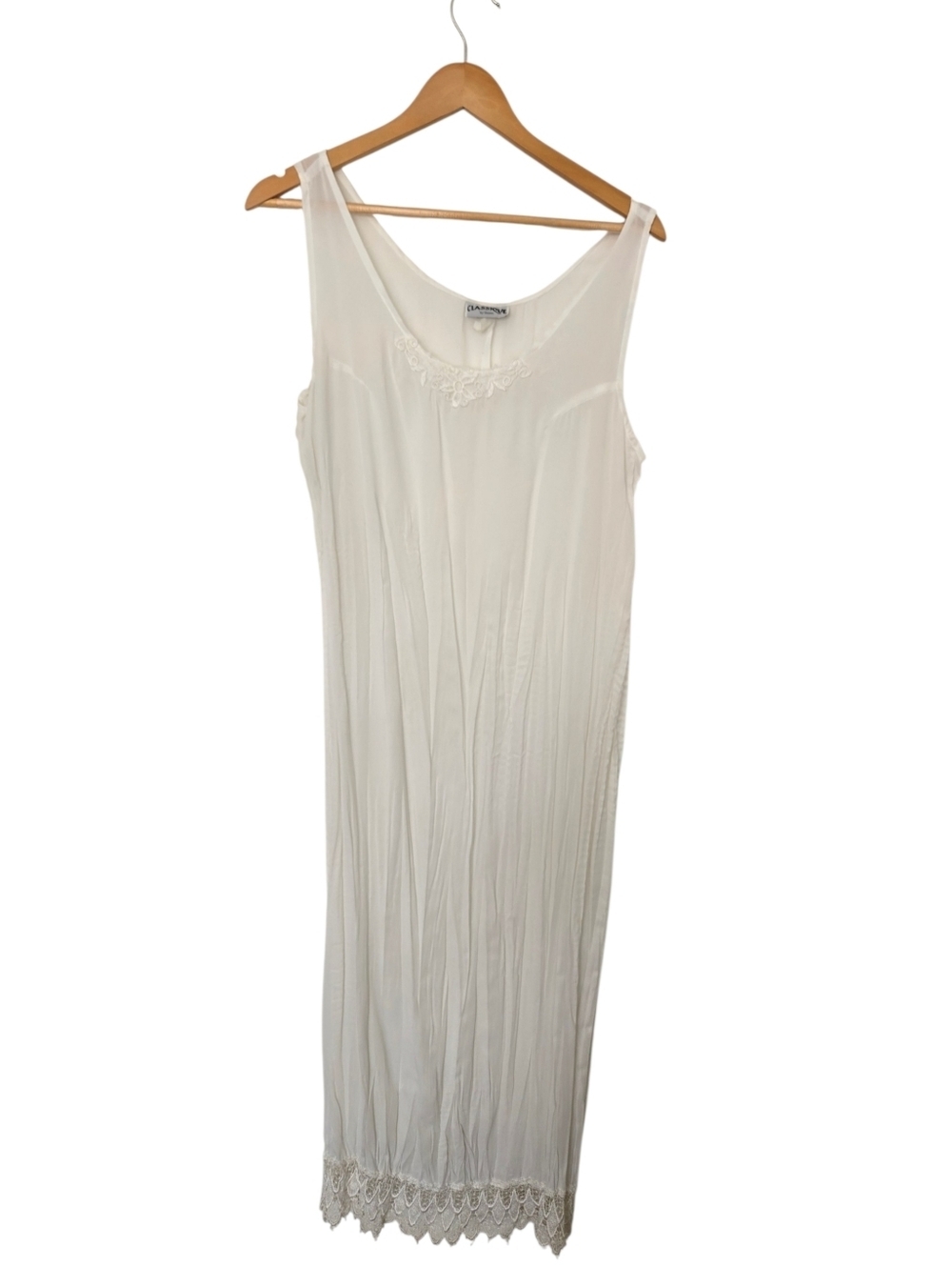 Vintage Classique by Shawn Ivory Lace Hem Slip Dress Made in USA Size S